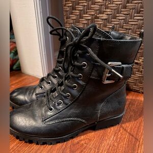 NEW- SO Black Combat Boots with Buckle Detail